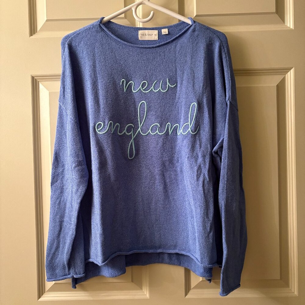 Blue New England Long-Sleeve Sweater